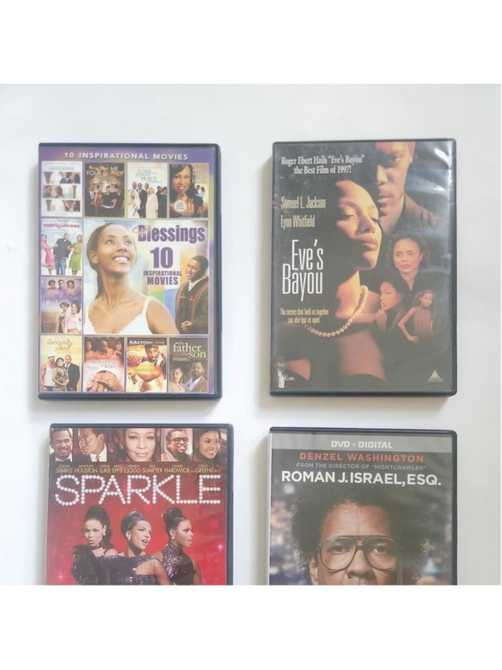 Lot of 4 DVD Movies, Eve's Bayou, Sparkle, Roman J Isreal Esq, Blessings 10....